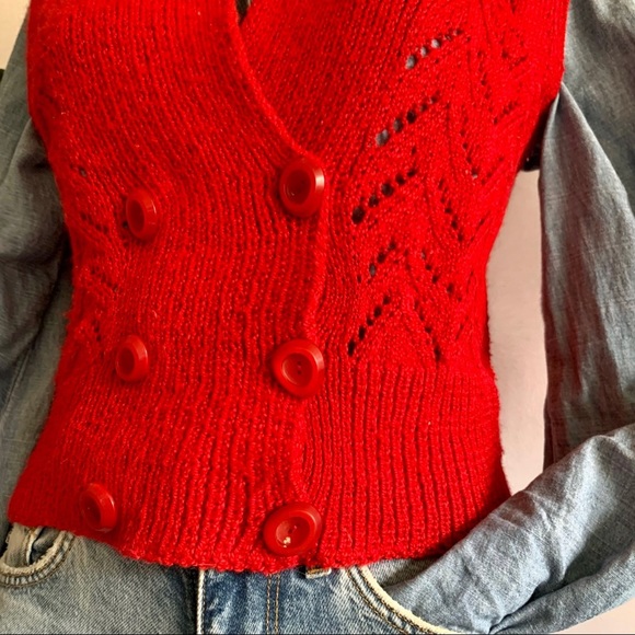k n i t :: Vintage Hand Made Cable Knit Pointelle Sweater Vest - Picture 6 of 12